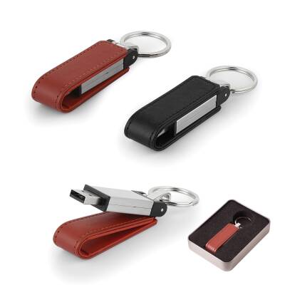 DERİ METAL ANAHTARLIK USB BELLEK 8/16/32/64GB - 1